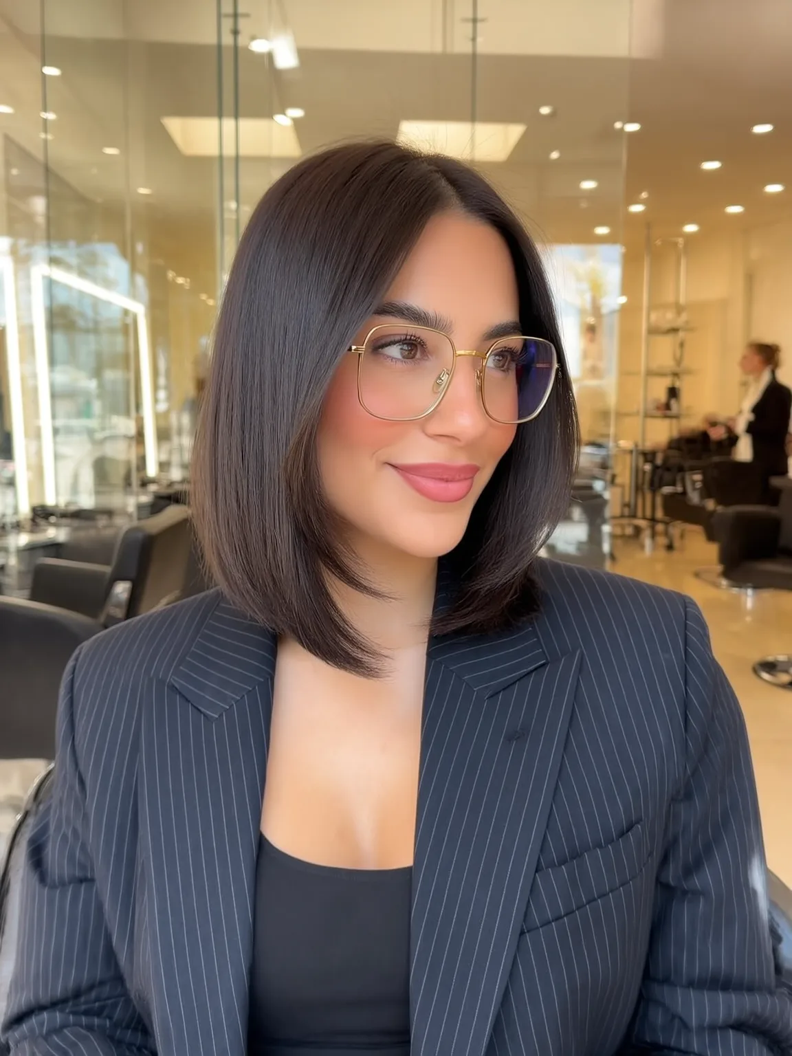 Shoulder-Length Blunt Bob with Straight Texture